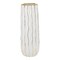 White Porcelain Tall Vase with Gold Wavy Design By Kinor Decor